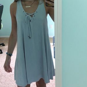 SOCIALITE FAUX SUEDE BLUE SUNDRESS